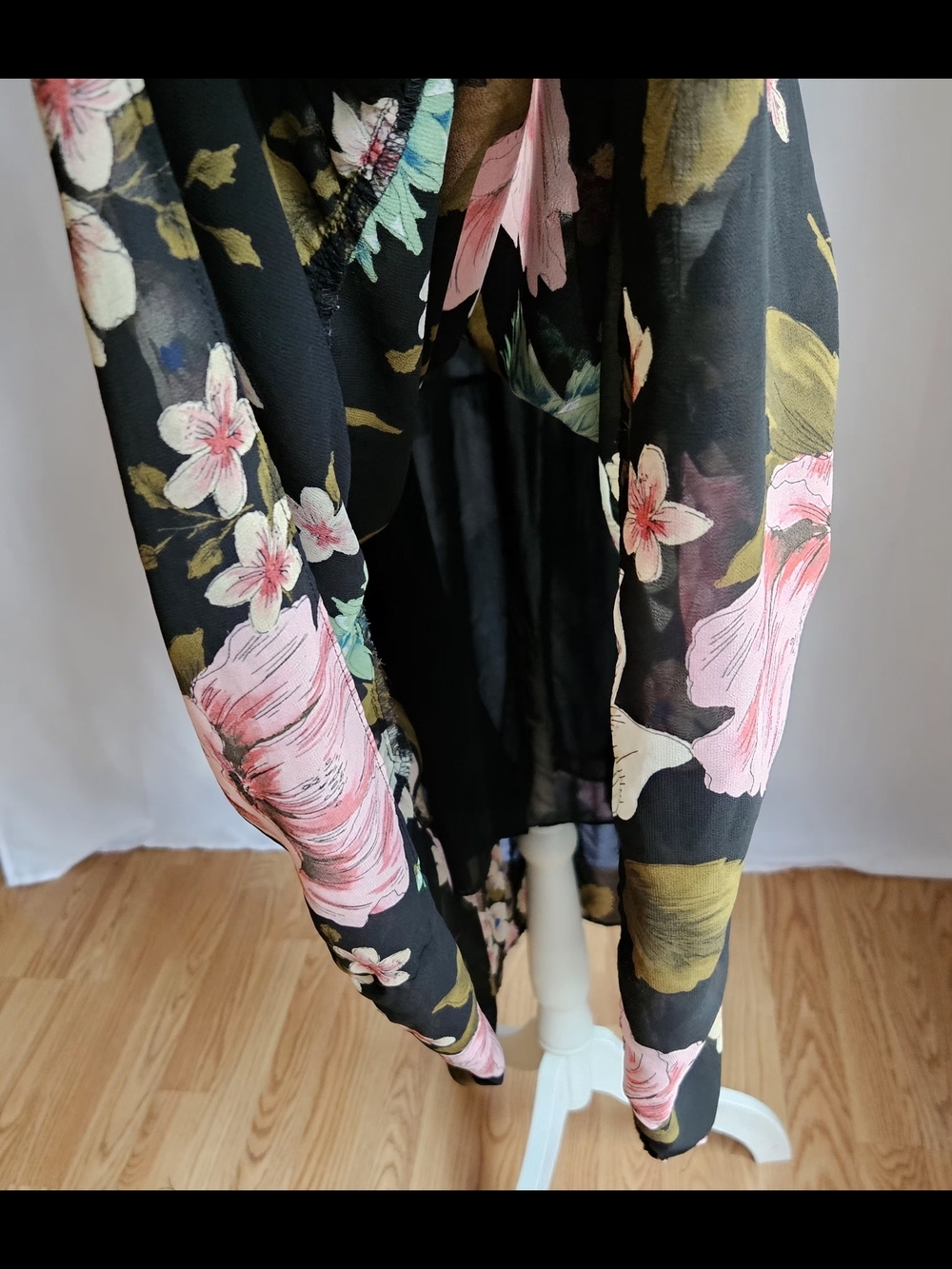 ZARA Black Tropical Floral Ruffle Tiered Maxi Dress Sz XS/S Boho Romantic - Picture 10 of 16